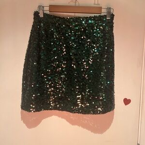 Dark Green Sequence Mini Skirt
